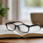 A pair of reading glasses resting on an open book in a calm indoor setting, symbolizing the emotional acceptance of presbyopia and the message behind the blog “Reading Glasses Are Not Defeat.